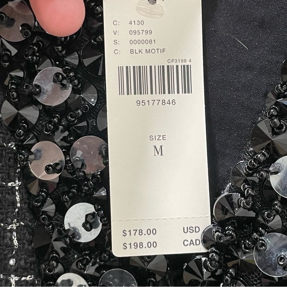 NWT Maeve V-Neck Tweed Mini Dress Women's Medium Black Silver - Picture 6 of 16